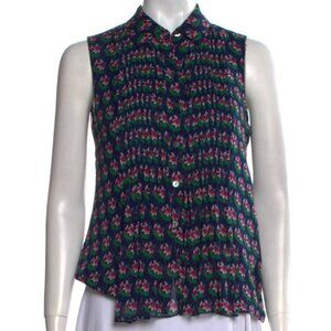 Diane von Furstenberg Silk Floral Print Sleeveless Blouse